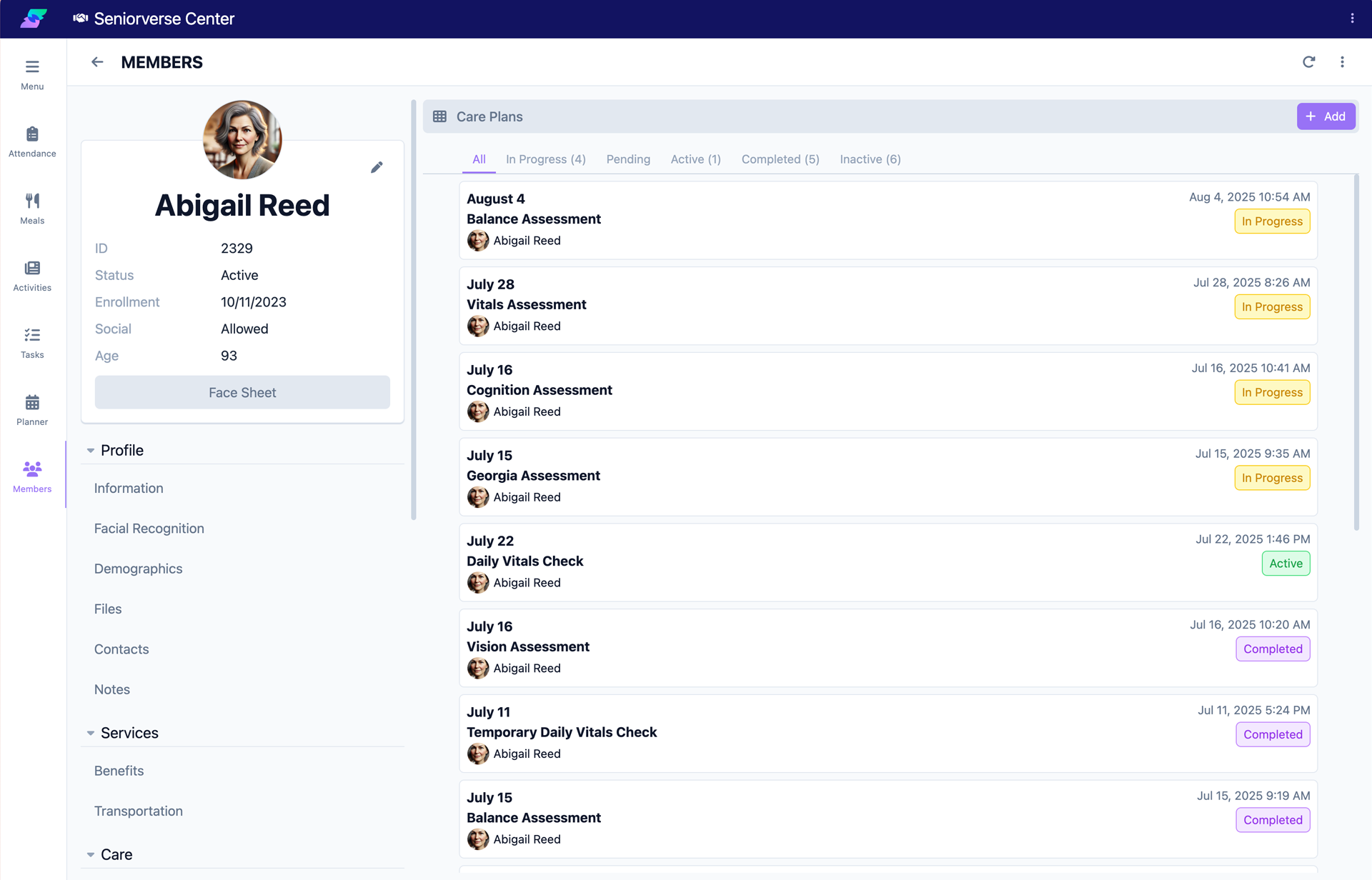 Seniorverse App Screenshot - Activities