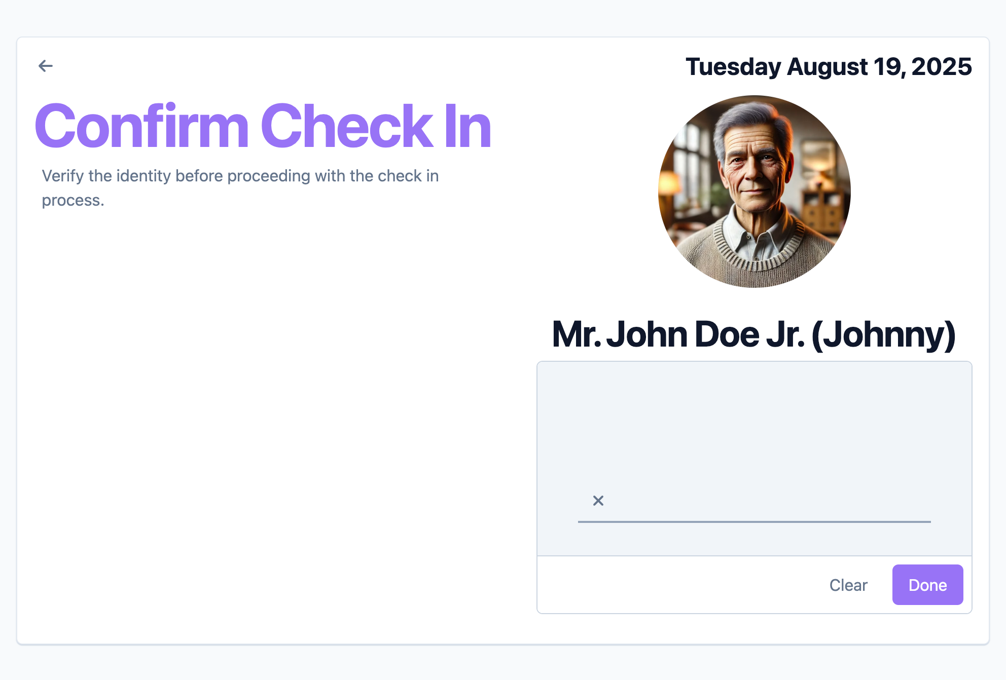Facial Recognition Check-In